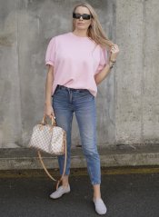 Světle růžové mikinové třičko z máslového materiálu PUFFY