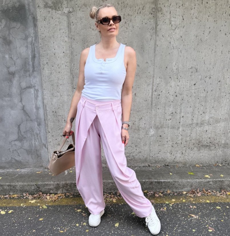 Světle růžové trendy kalhoty s překladem ELYSIA