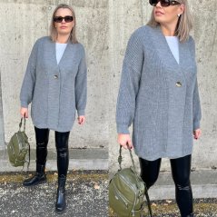 Tmavě šedý kardigan s knoflíkem LEONES