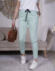 Mintové jednoduché basic kalhoty z máslového materiálu SOFTYS