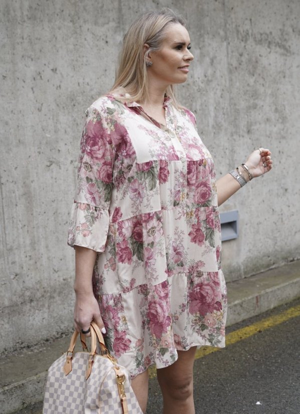 Krémové boho šaty s bordó květy BOHO BLOOM