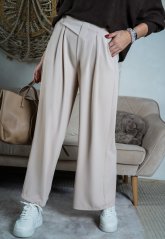 Světle béžové širší kalhoty LUX AURELLIA