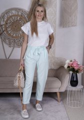 Mintové kalhoty z elastického plátna CORDELIA