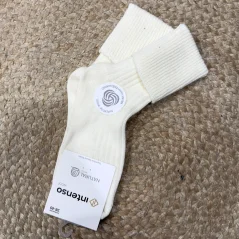 Krémové vysoké vlněné ponožky WOOL