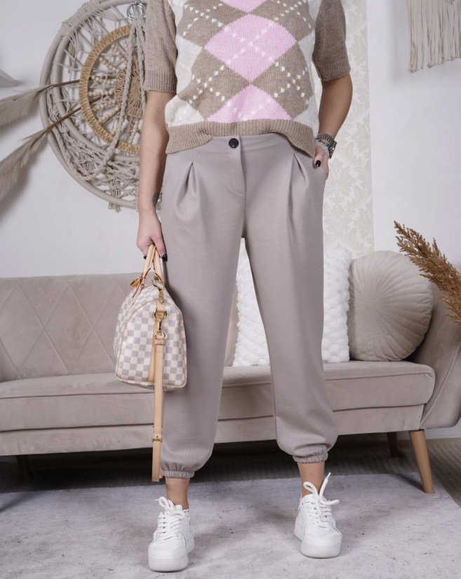 Mokka hnědé kalhoty z máslového materiálu MISSA