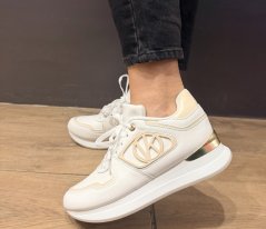 Bílé trendy tenisky s béžovými detaily LUI