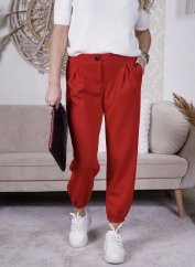 Červené kalhoty z máslového materiálu MISSA