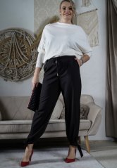 Černé kalhoty se zavazováním na nohavici STEMPSY