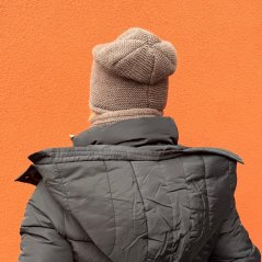 Čokoládově hnědá souprava čepice a nákrčník LINE