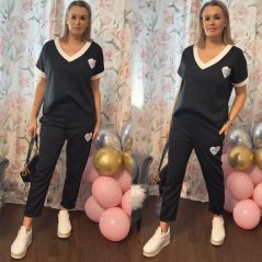 Černá stylová souprava s bílým lemem STYLISH LOVE