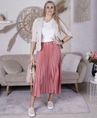 Starorůžová lesklá plisé sukně LINNEA