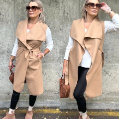 Camel dlouhá flaušová vesta s velkým límcem MOULEN