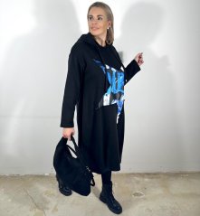 Černé dlouhé mikinové šaty FLY STAR