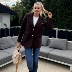 Čokoládově hnědé elegantní flaušové sako s podšívkou MINIMAL