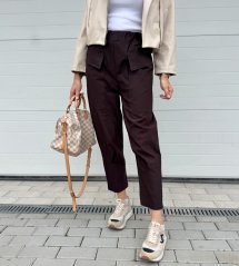 Čokoládově hnědé elastické trendy kalhoty LUX ALORA
