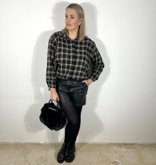 Černá flanelová kostkovaná košile NOELLA