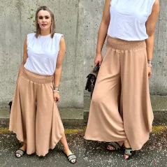 Světle hnědá kalhotová sukně SUPRENA