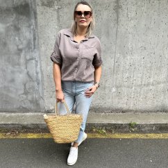 Mokka hnědá mušelínová košile ELISHABET