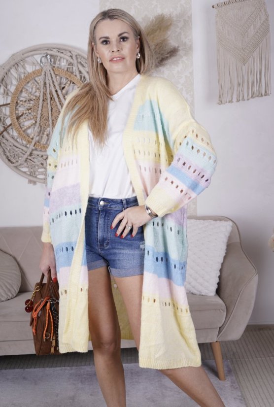 Světle žlutý maxi kardigan VIBES PASTEL