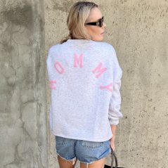 Světle šedá prémiová mikina s růžovým nápisem MOMMY