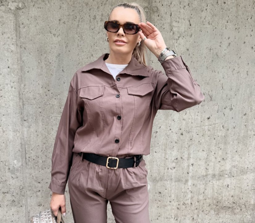 Mokka hnědá  košilová elastická bunda MADISON