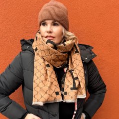 Hnědo-černá oboustranná maxi šála HERITAGE