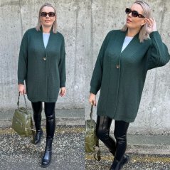 Smaragdově zelený kardigan s knoflíkem LEONES