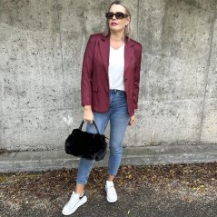 Burgundy červené sako s jemným vzorem HOUDY