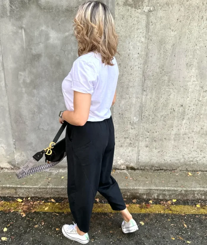 Černé trendy kalhoty KRISTIN