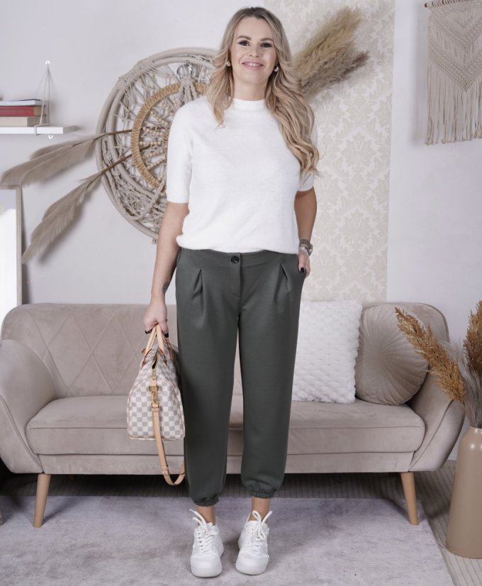 Khaki kalhoty z máslového materiálu MISSA