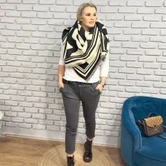 Černobílý teplý maxi šátek CHANNE