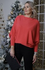 Korálový svetr netopýřího střihu KINGSTAR