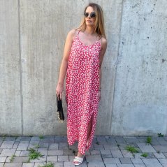 Dlouhé červené šaty s kytičkami DAISY