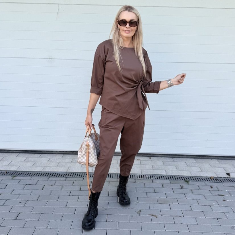 Čokoládově hnědá trendy souprava ELEGANT CHIC LONG