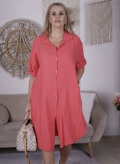 Lososová dlouhá mušelínová košile/šaty FELLING