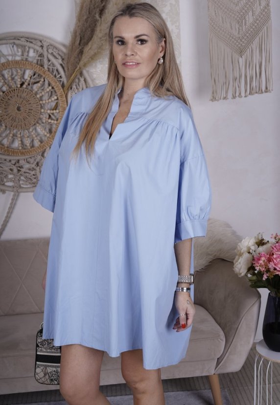 Světle modré tunikové oversize šaty JOYFULL