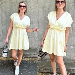 Světle žluté mušelínové volánové šaty VILLIA