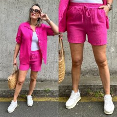 Fuchsiově růžové mušelínové kraťasy MALTEN