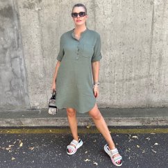 Khaki mušelínové tunikové šaty LAGUN