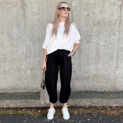 Černé trendy barrelové kalhoty METFISS