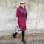 Burgundy červené kombinované šaty z máslového materiálu a flitry  GLAM HOODIE