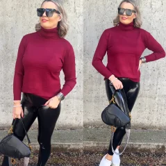 Burgundy červený basic svetr s rolákem FULLER