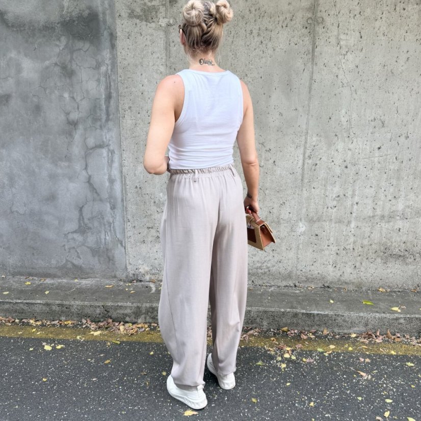 Mokka hnědé trendy kalhoty s překladem ELYSIA