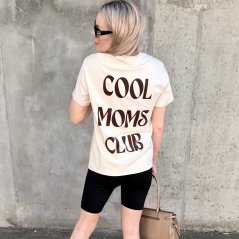 Béžové prémiové tričko s hnědým nápisem COOL MOMS CLUB