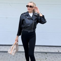 Černá  biker bunda z eco kůže BIANCA