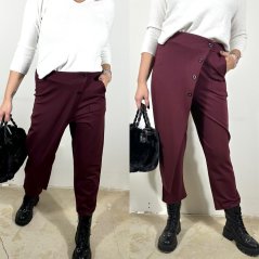 Burgundy červené stylové kalhoty ASYMMETRIC