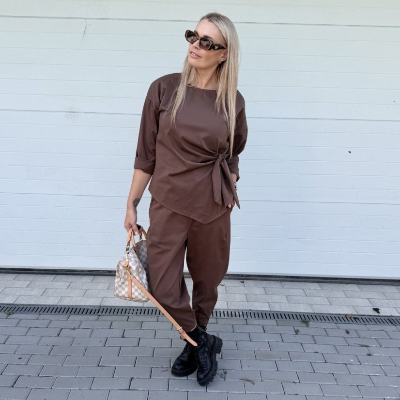 Čokoládově hnědá trendy souprava ELEGANT CHIC LONG