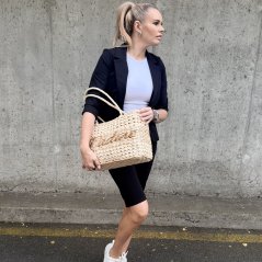 Béžová velká pletená letní kabelka PALOMA