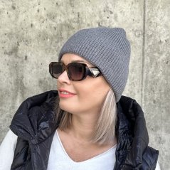 Šedá stylová pletená čepice COZY KNIT