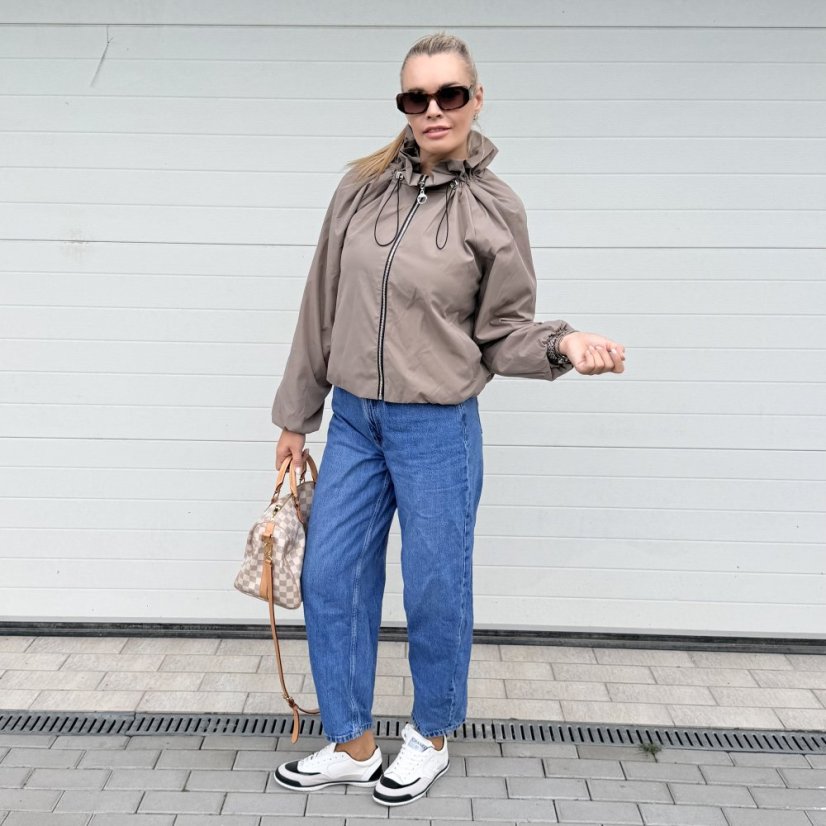 Mokka hnědá šusťáková bunda LUX AVENUE